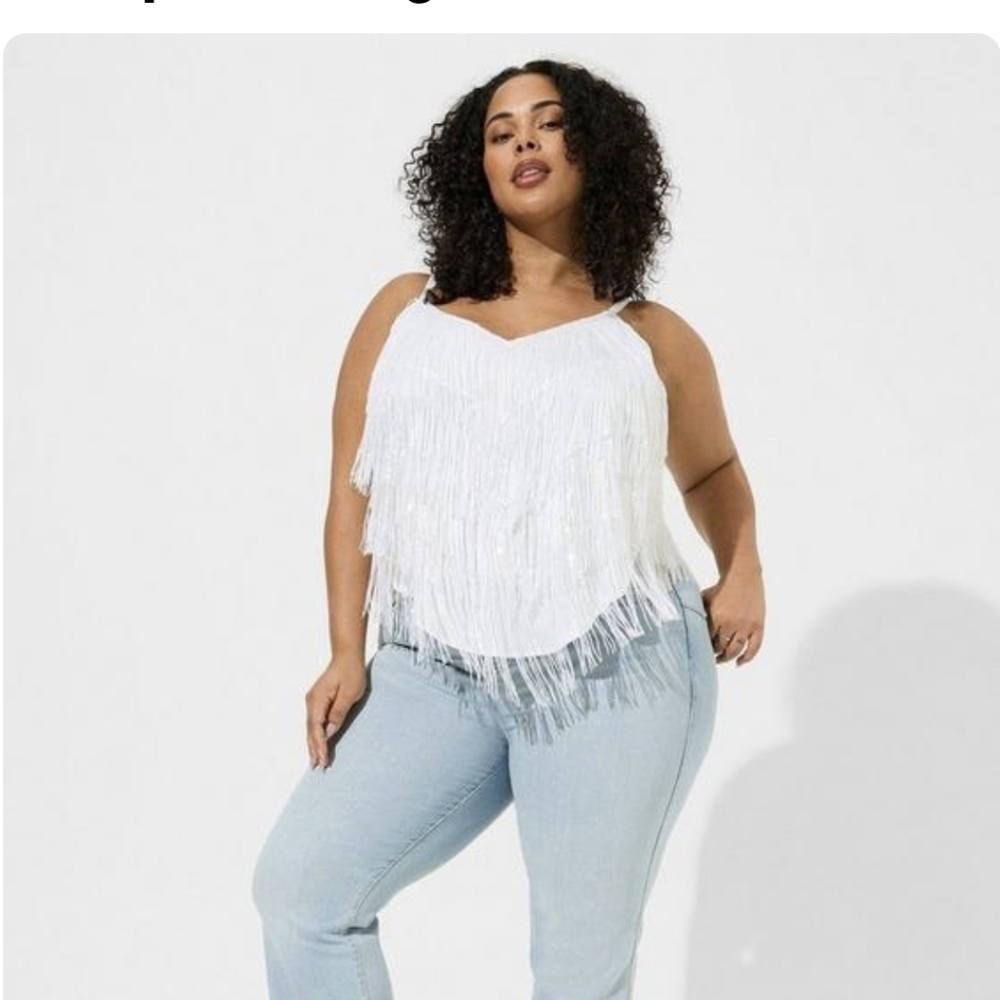 Torrid Sequin Cami Silver & White Size 3x New With Tags